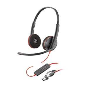 POLY BLACKWIRE 3220 STEREO USB-C HEADSET + USB-C/A (BULK)